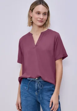 Blouse met gespleten hals en omslag
