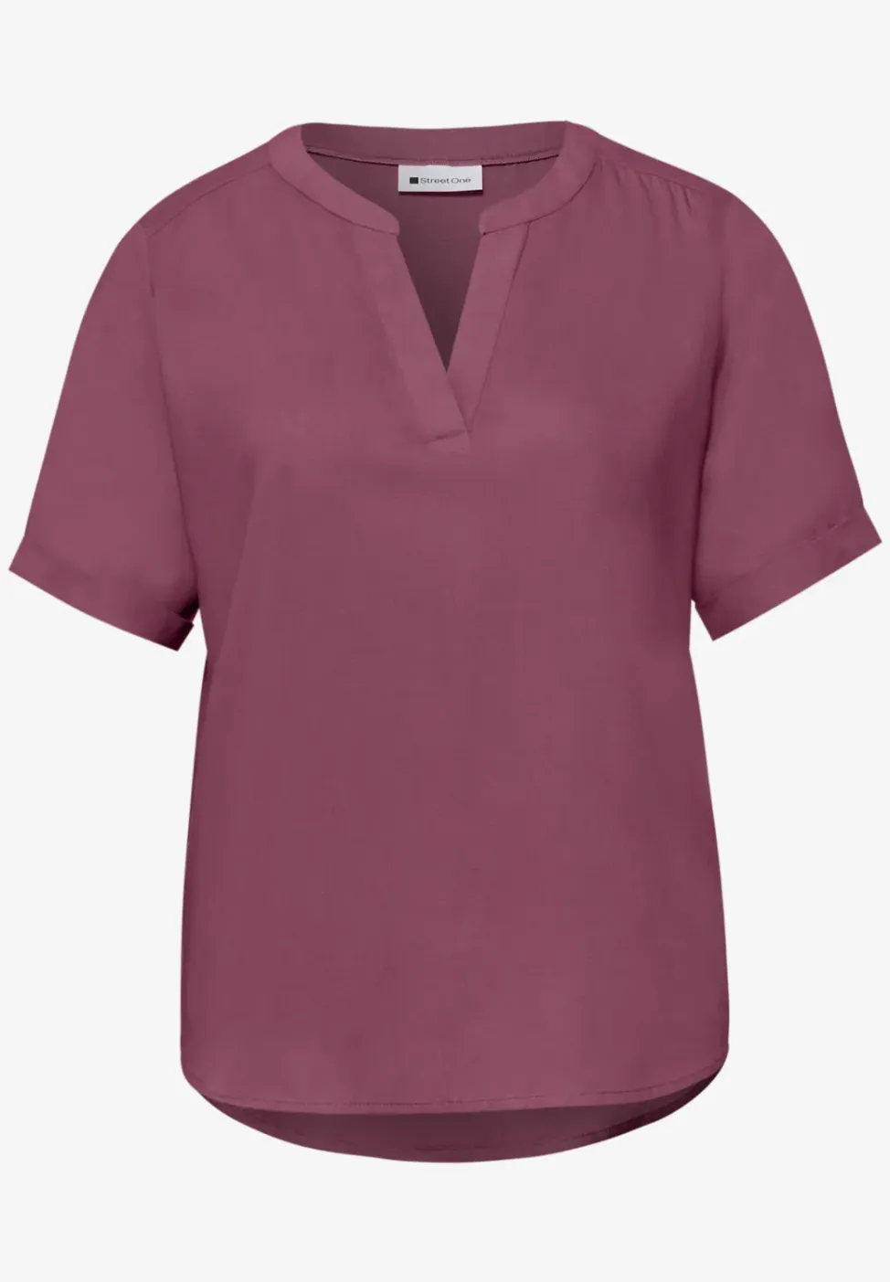 Blouse met gespleten hals en omslag