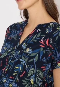 Blouse met gespleten hals en print