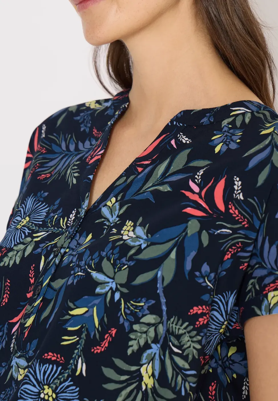 Blouse met gespleten hals en print