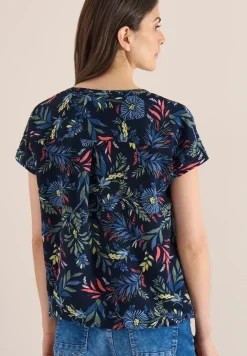 Blouse met gespleten hals en print