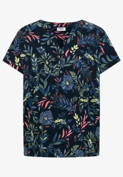 Blouse met gespleten hals en print