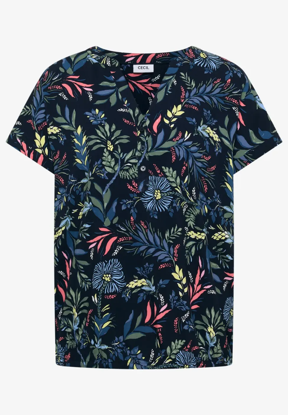 Blouse met gespleten hals en print