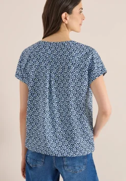 Blouse met gespleten hals en minimale print