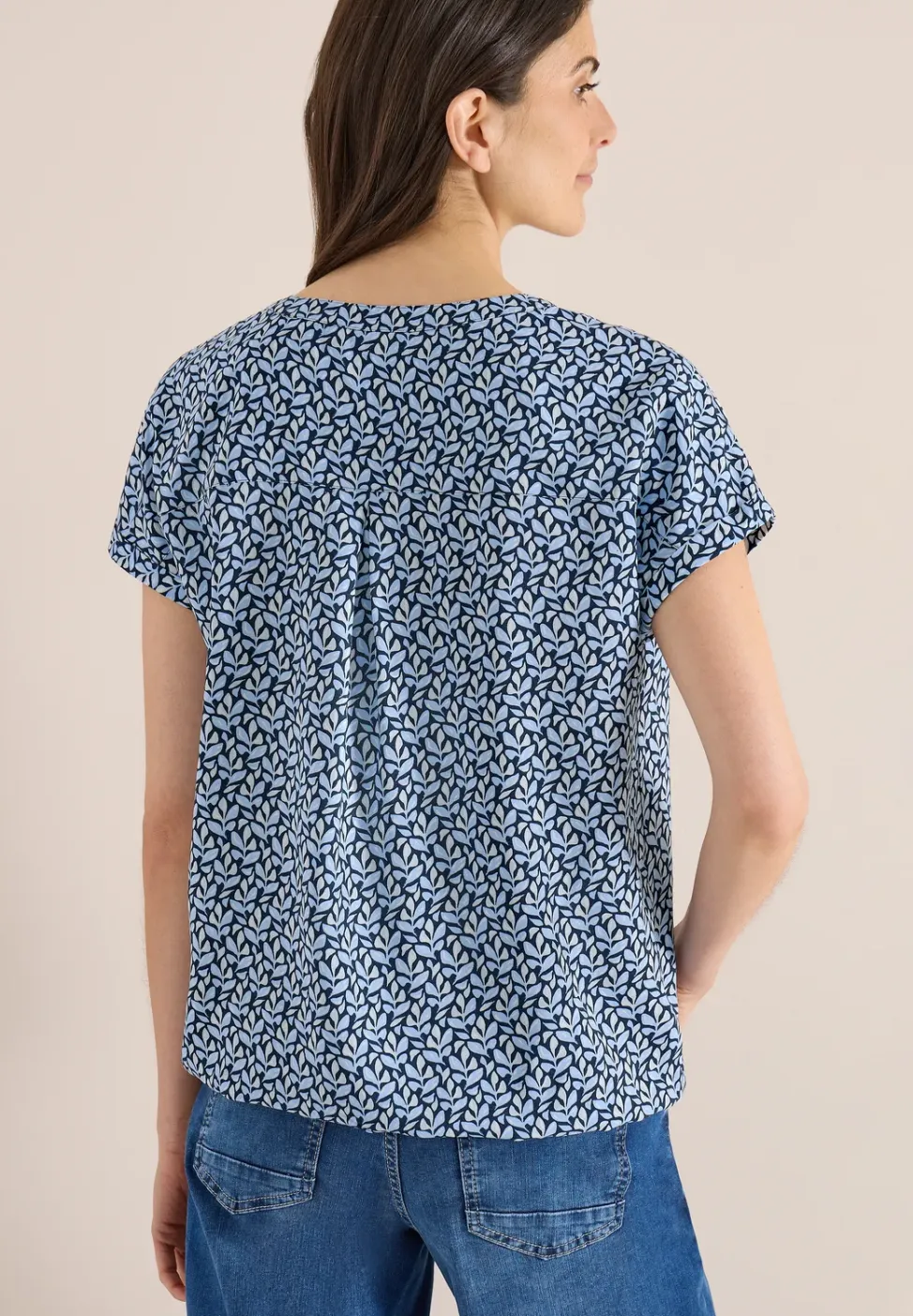 Blouse met gespleten hals en minimale print