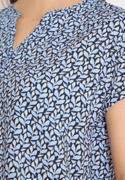 Blouse met gespleten hals en minimale print