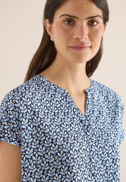 Blouse met gespleten hals en minimale print