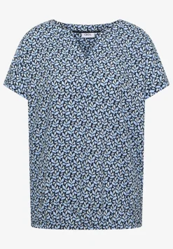 Blouse met gespleten hals en minimale print