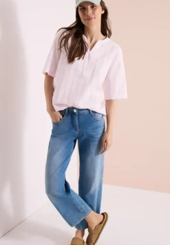 Blouse met gespleten hals en strepen
