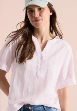 Blouse met gespleten hals en strepen