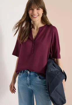 Blouse met gespleten hals en elastische zoom