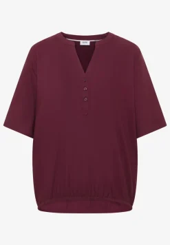 Blouse met gespleten hals en elastische zoom