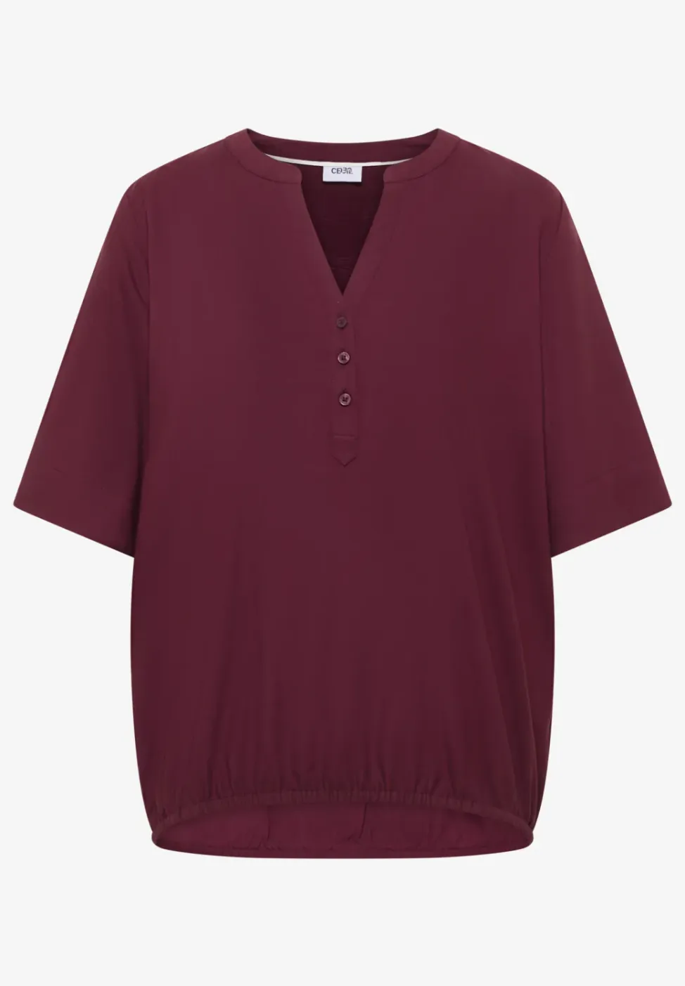 Blouse met gespleten hals en elastische zoom