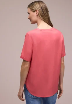Blouse met gespleten hals en omslag