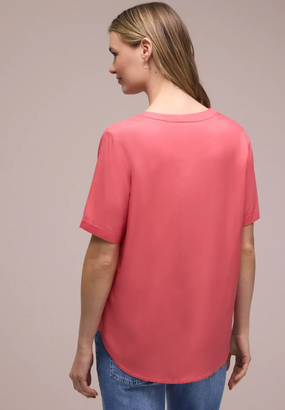 Blouse met gespleten hals en omslag