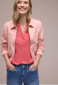 Blouse met gespleten hals en omslag
