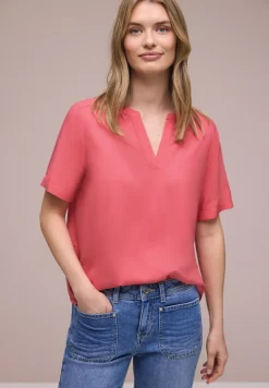 Blouse met gespleten hals en omslag