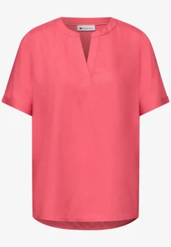 Blouse met gespleten hals en omslag