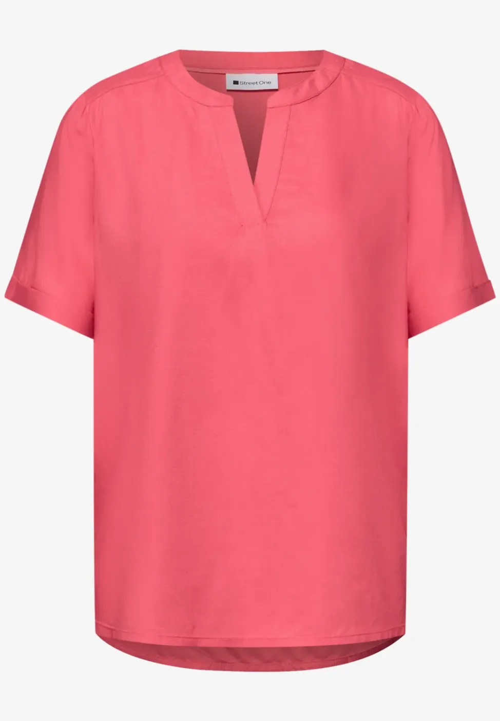 Blouse met gespleten hals en omslag