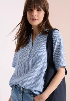 Blouse met gespleten hals en strepen