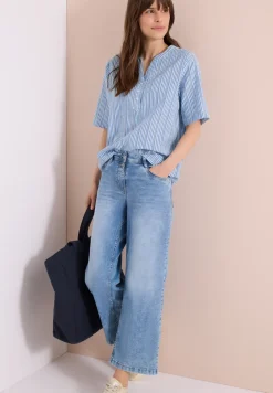 Blouse met gespleten hals en strepen