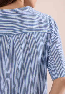 Blouse met gespleten hals en strepen