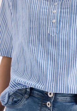 Blouse met gespleten hals en strepen