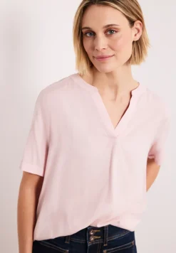Blouse met gespleten hals en omslag