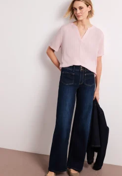 Blouse met gespleten hals en omslag