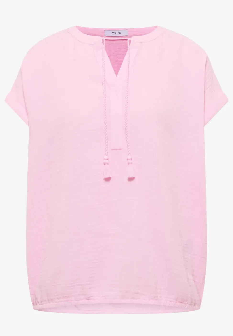 Blouse met gespleten hals in mousseline