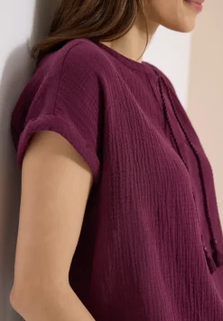Blouse met gespleten hals in mousseline