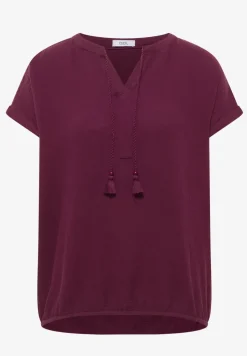 Blouse met gespleten hals in mousseline