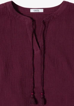 Blouse met gespleten hals in mousseline