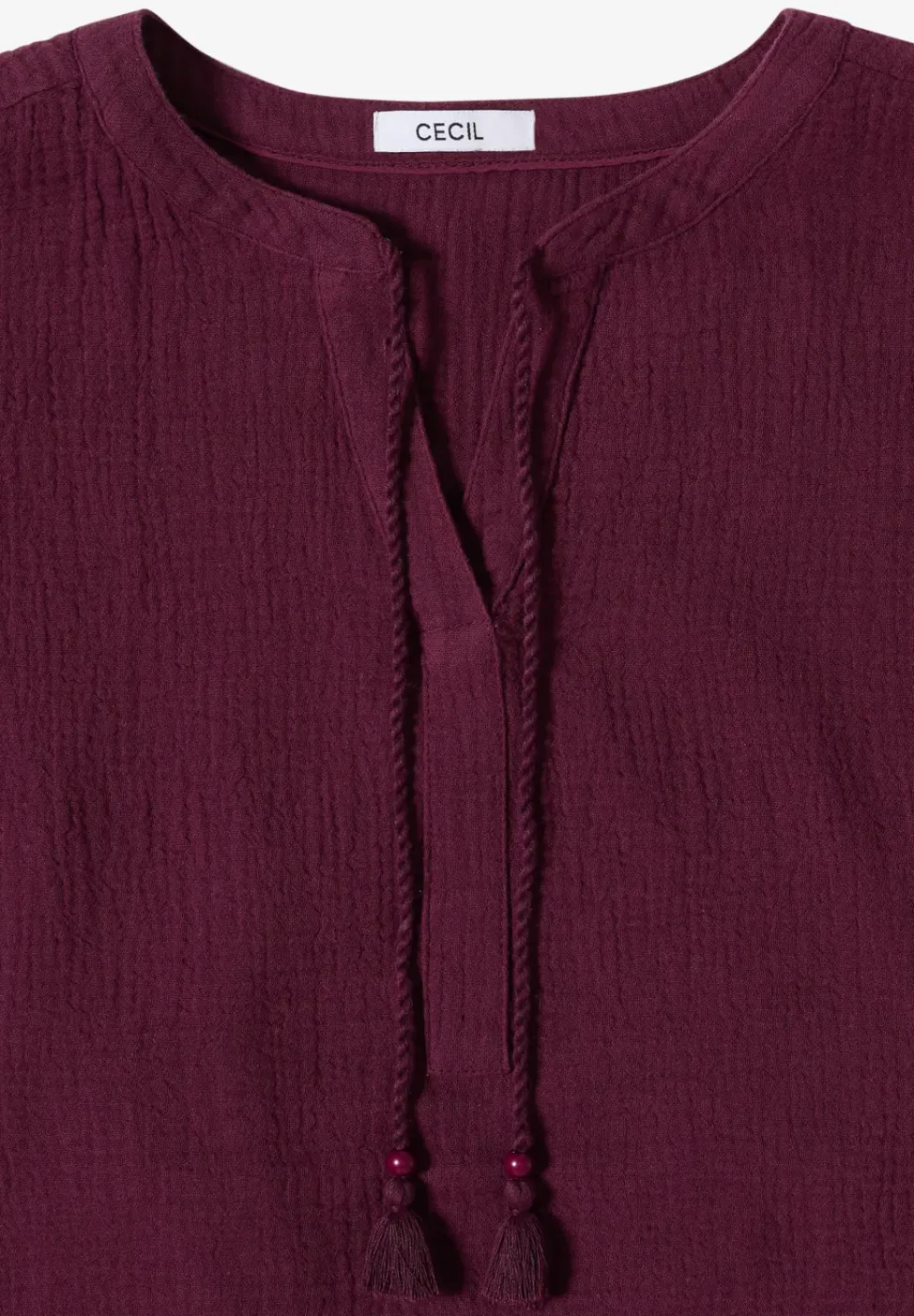 Blouse met gespleten hals in mousseline