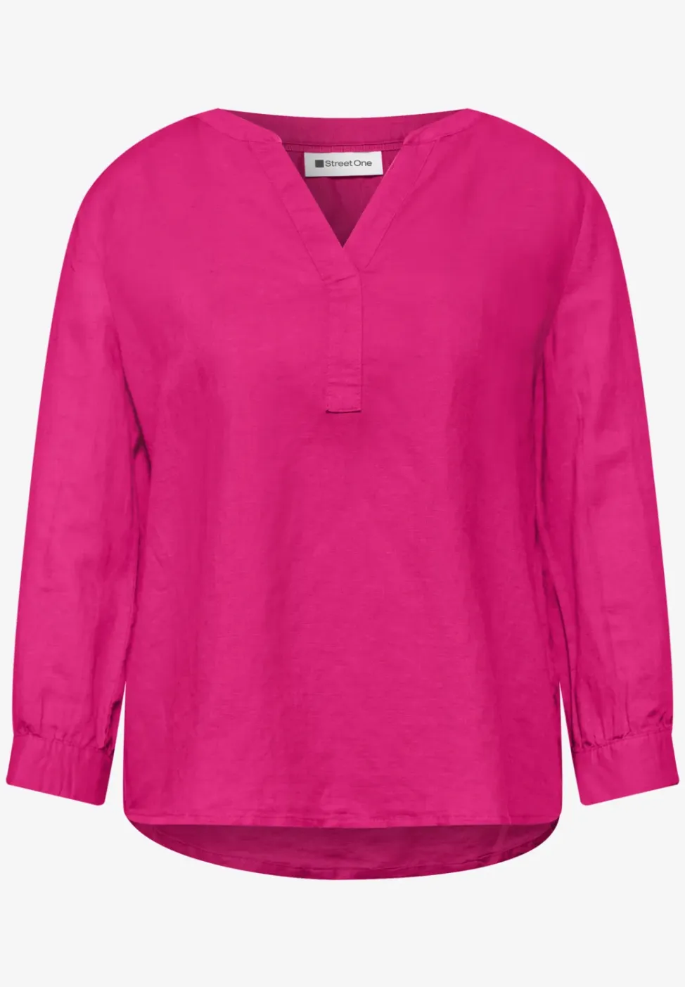 Blouse met gespleten hals van linnenmix