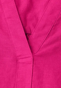 Blouse met gespleten hals van linnenmix