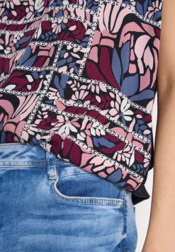 Blouse met gespleten hals en structuurmix