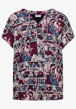 Blouse met gespleten hals en structuurmix