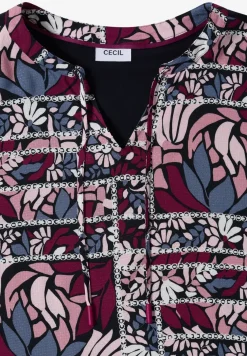 Blouse met gespleten hals en structuurmix
