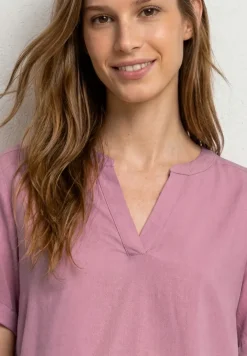Blouse met gespleten hals en omslag