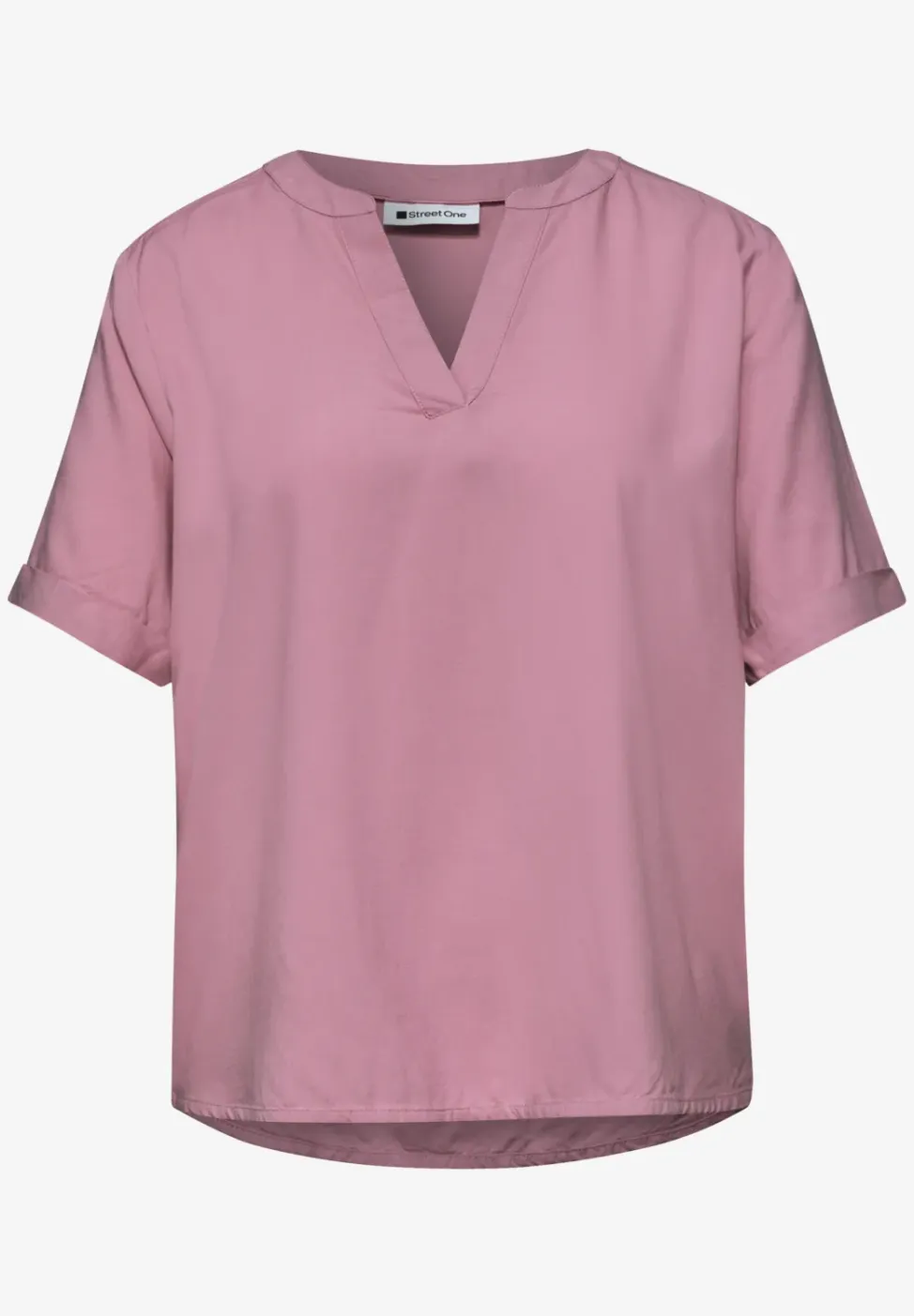 Blouse met gespleten hals en omslag