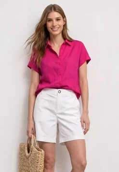 Blouse met hangende schouder in linnen