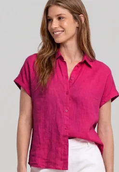 Blouse met hangende schouder in linnen