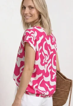 Blouse met hangende schouder en print