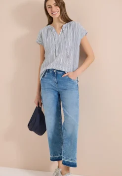 Blouse met hangende schouder en structuur