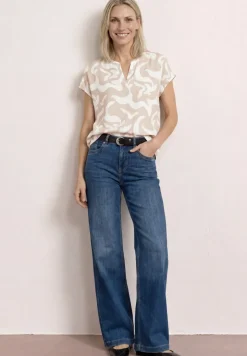 Blouse met hangende schouder en print