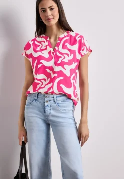 Blouse met hangende schouder en print