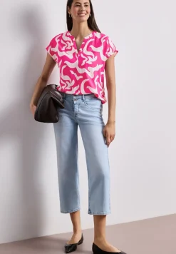 Blouse met hangende schouder en print