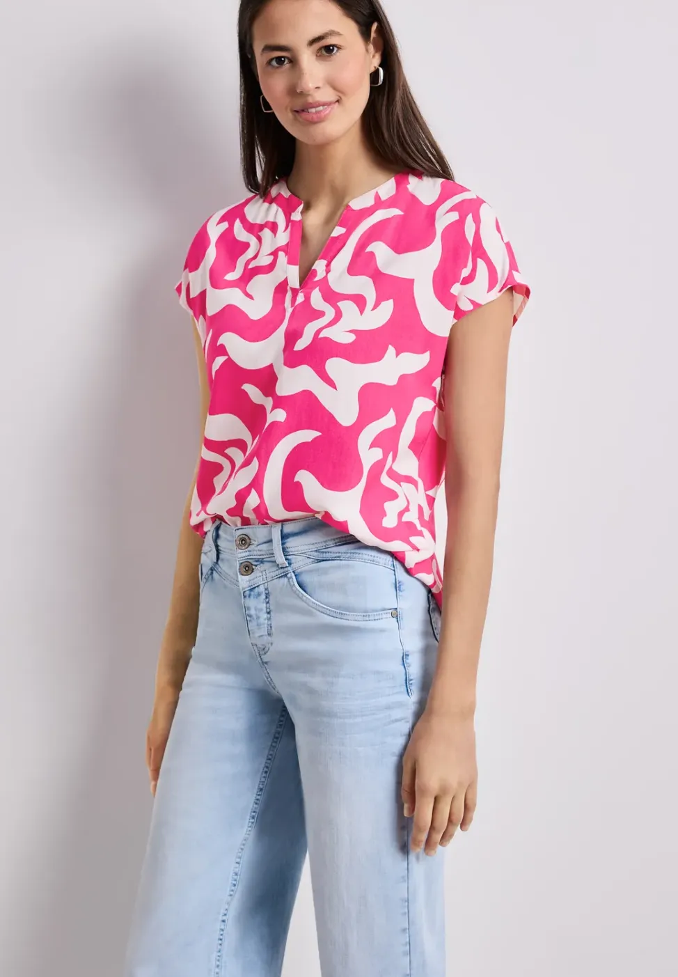 Blouse met hangende schouder en print