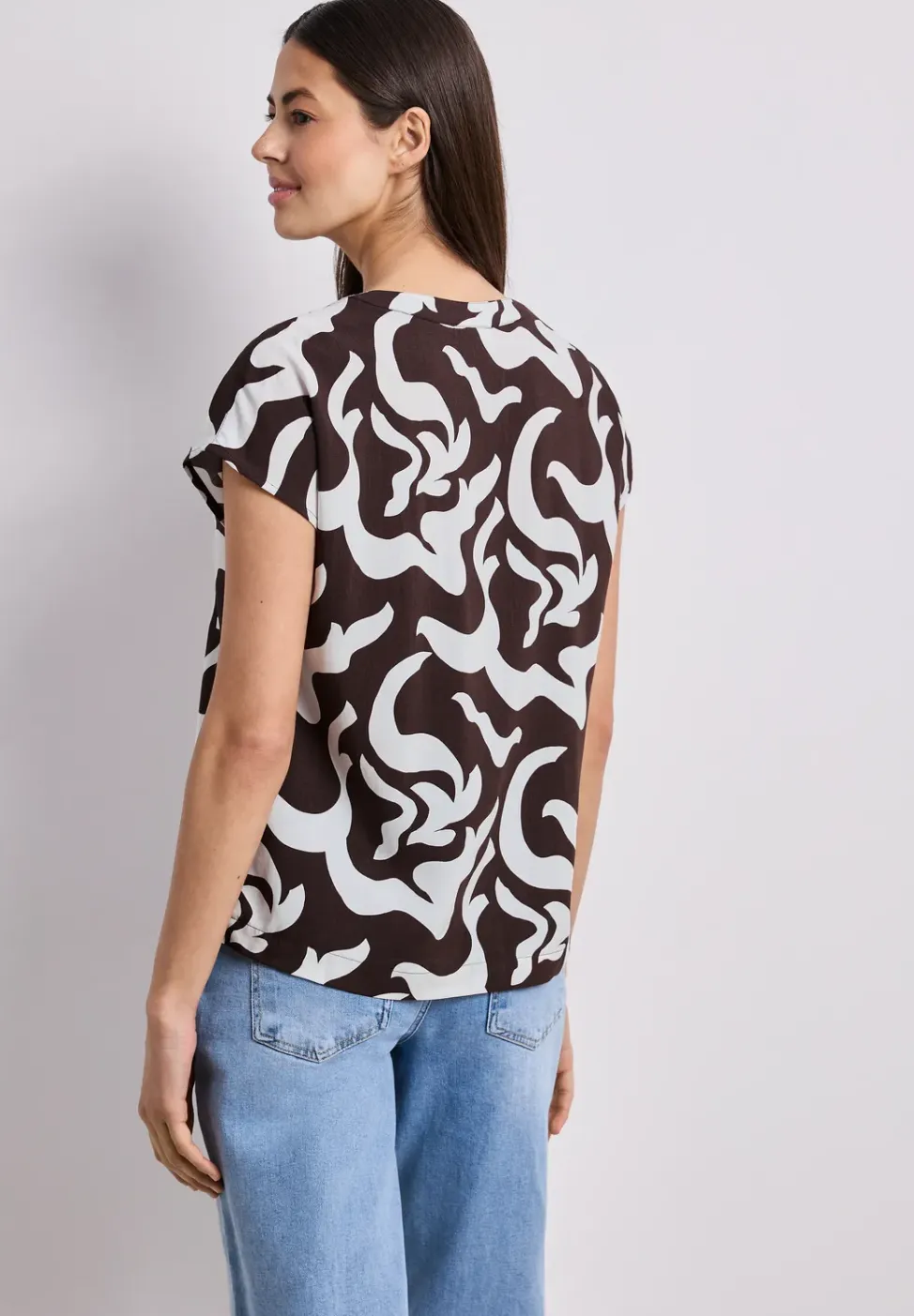 Blouse met hangende schouder en print